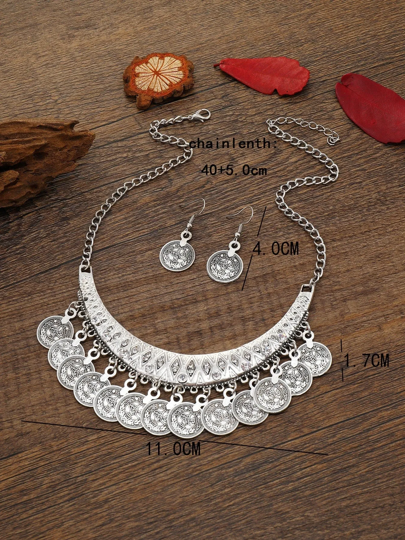 3pcs/set Rhinestone Decor Jhumka Jewelry Set