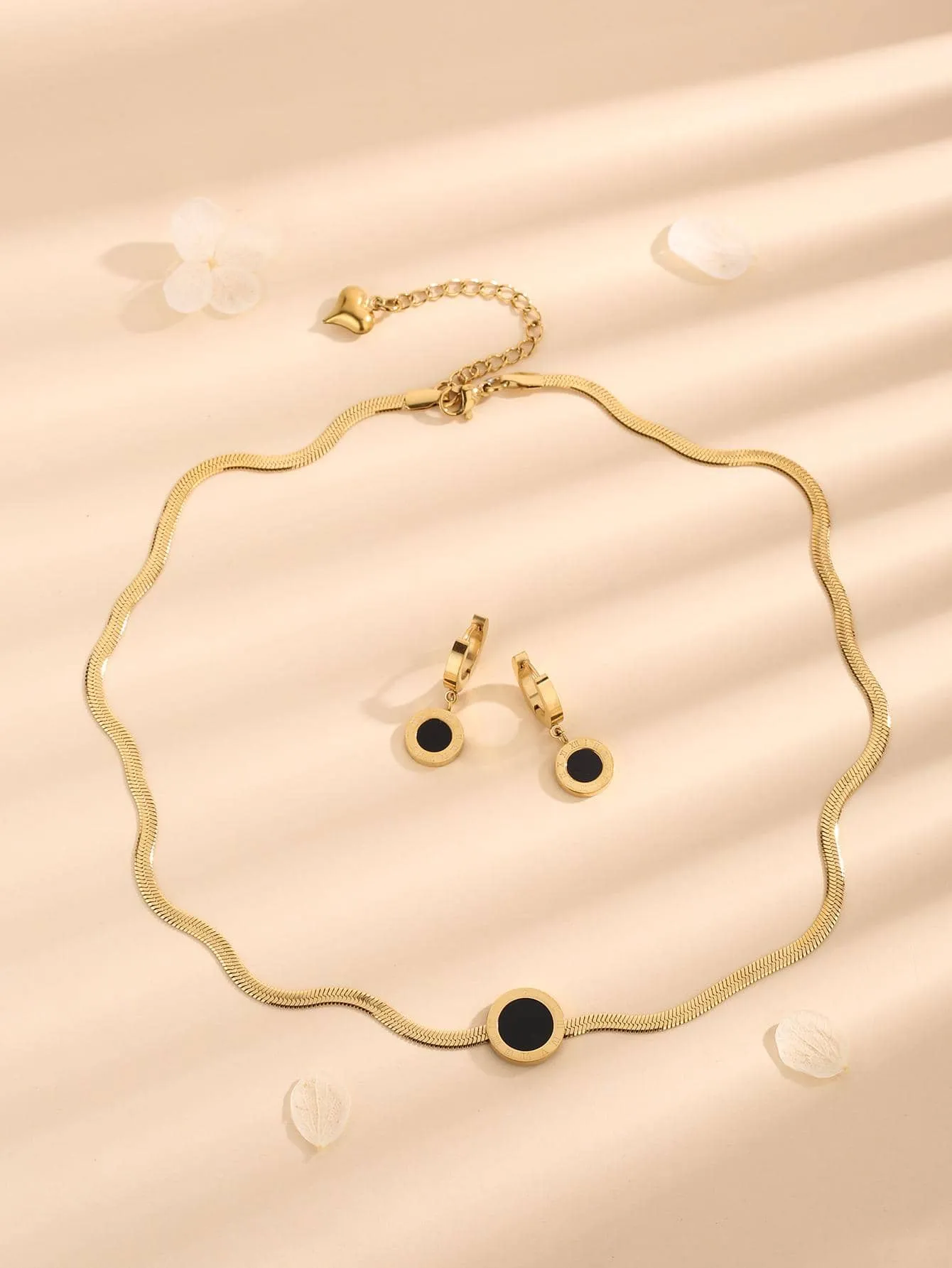 3pcs/set Round Decor Jewelry Set - Gold- FD ⚡