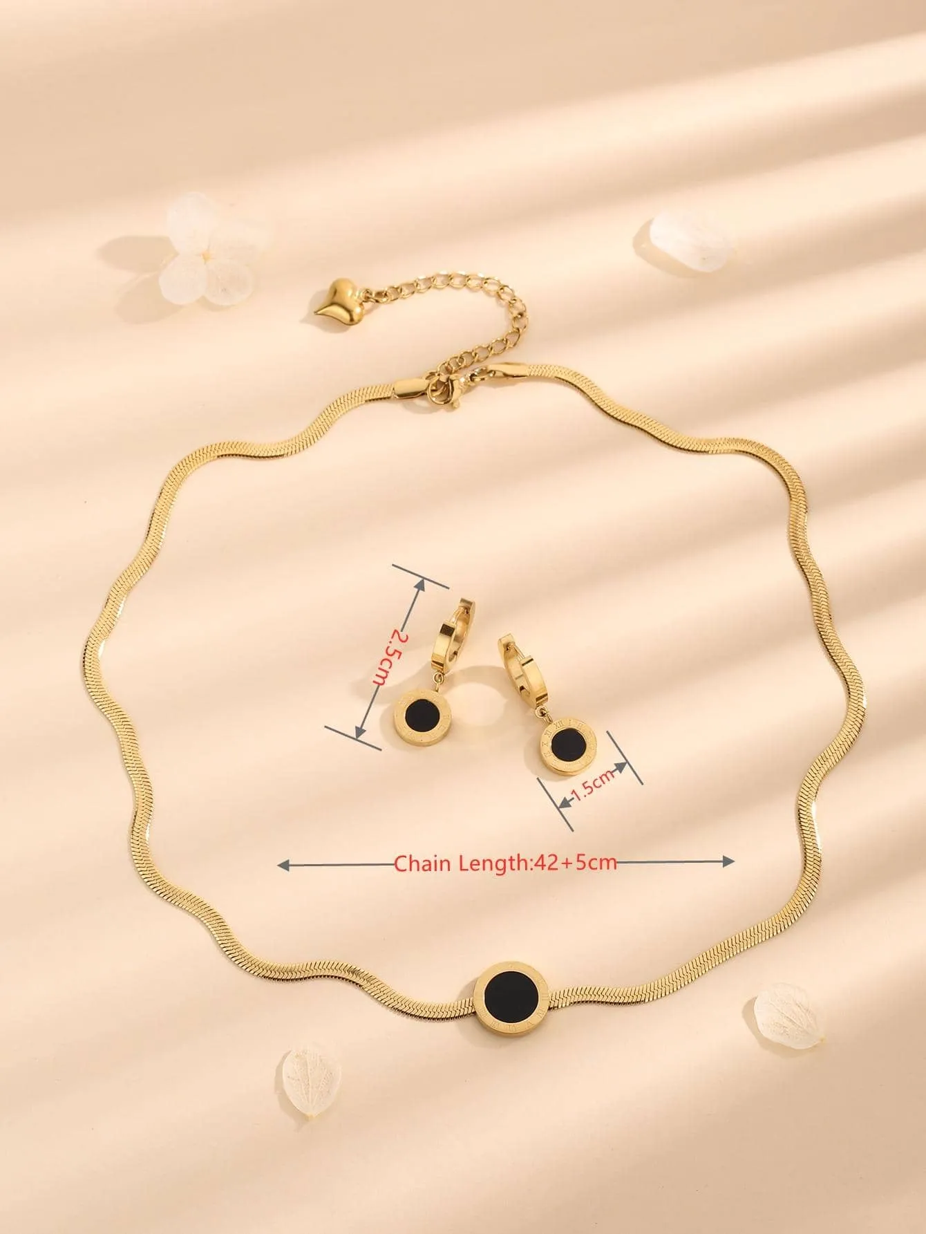 3pcs/set Round Decor Jewelry Set - Gold- FD ⚡