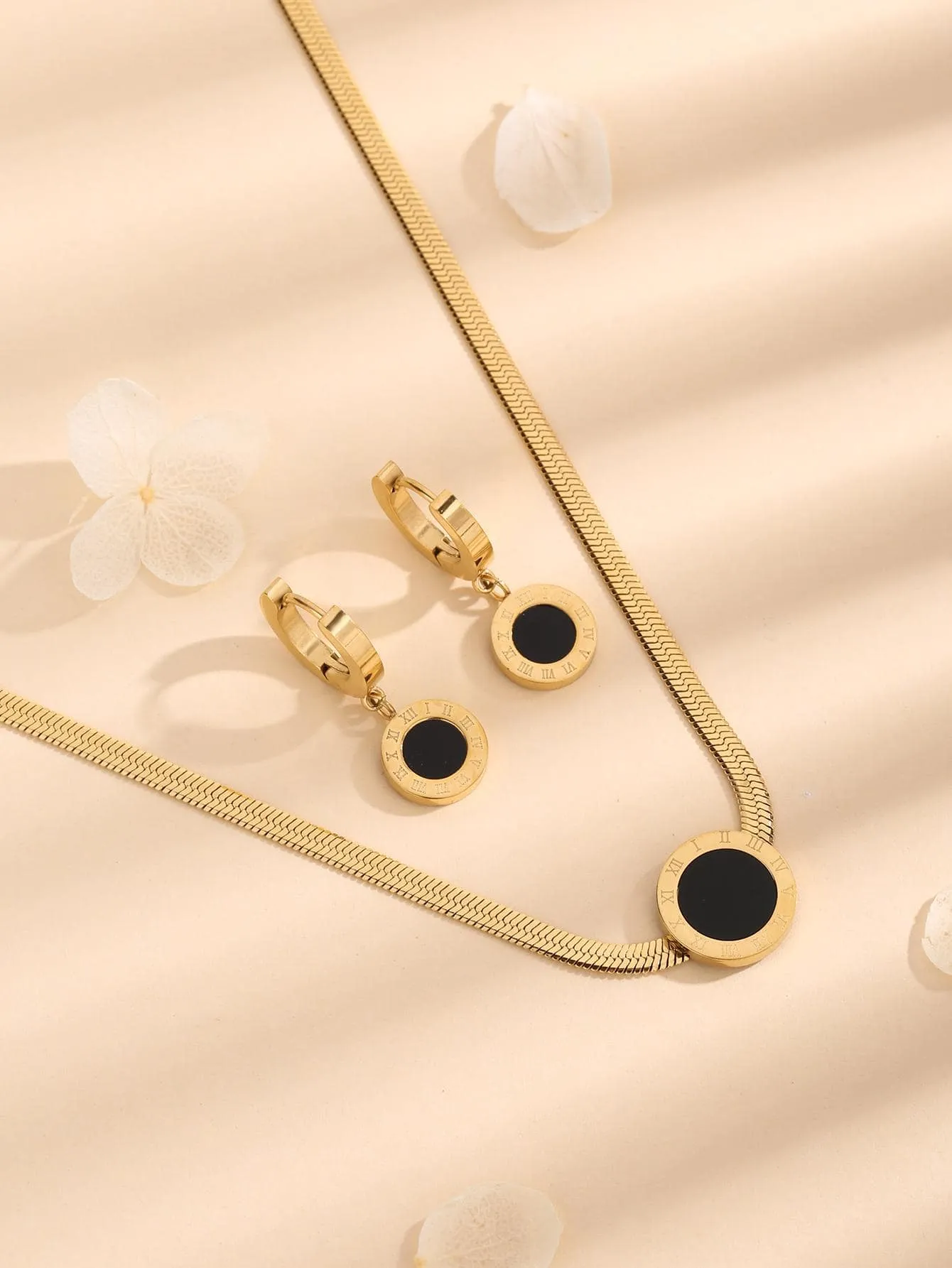 3pcs/set Round Decor Jewelry Set - Gold- FD ⚡
