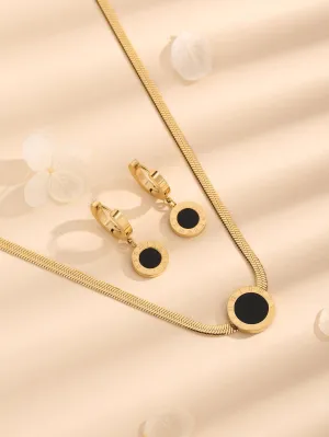 3pcs/set Round Decor Jewelry Set - Gold- FD ⚡
