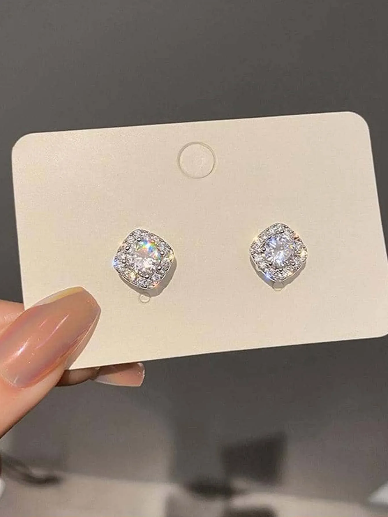 4pcs/set Square Cubic Zirconia Decor Jewelry Set - Silver