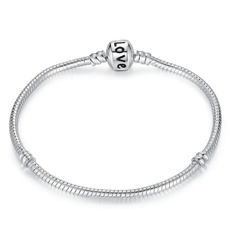 5 Style Silver Color LOVE Snake Chain Bracelet & Bangle 16CM-21CM