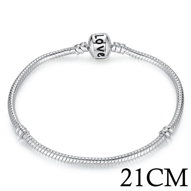 5 Style Silver Color LOVE Snake Chain Bracelet & Bangle 16CM-21CM
