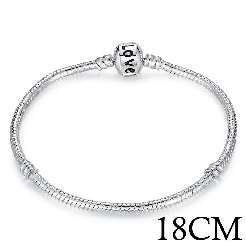 5 Style Silver Color LOVE Snake Chain Bracelet & Bangle 16CM-21CM