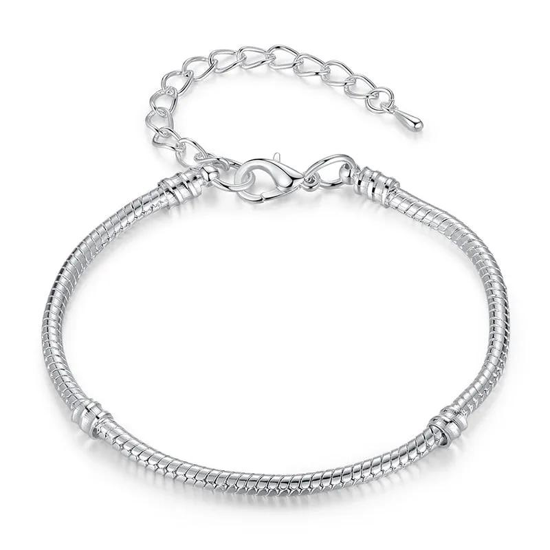 5 Style Silver Color LOVE Snake Chain Bracelet & Bangle 16CM-21CM