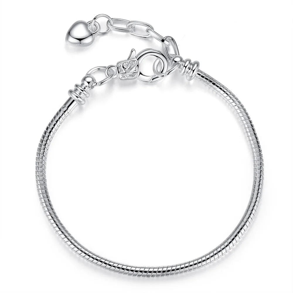 5 Style Silver Color LOVE Snake Chain Bracelet & Bangle 16CM-21CM