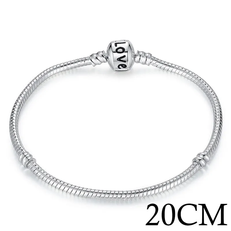 5 Style Silver Color LOVE Snake Chain Bracelet & Bangle 16CM-21CM