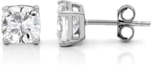 925 Sterling Silver 2.25CTTW 6mm CZ Cushion Cut Stud Earring
