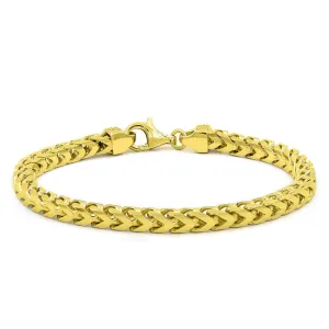 925 Sterling Silver 5.5mm Solid Franco Gold Plated Bracelet