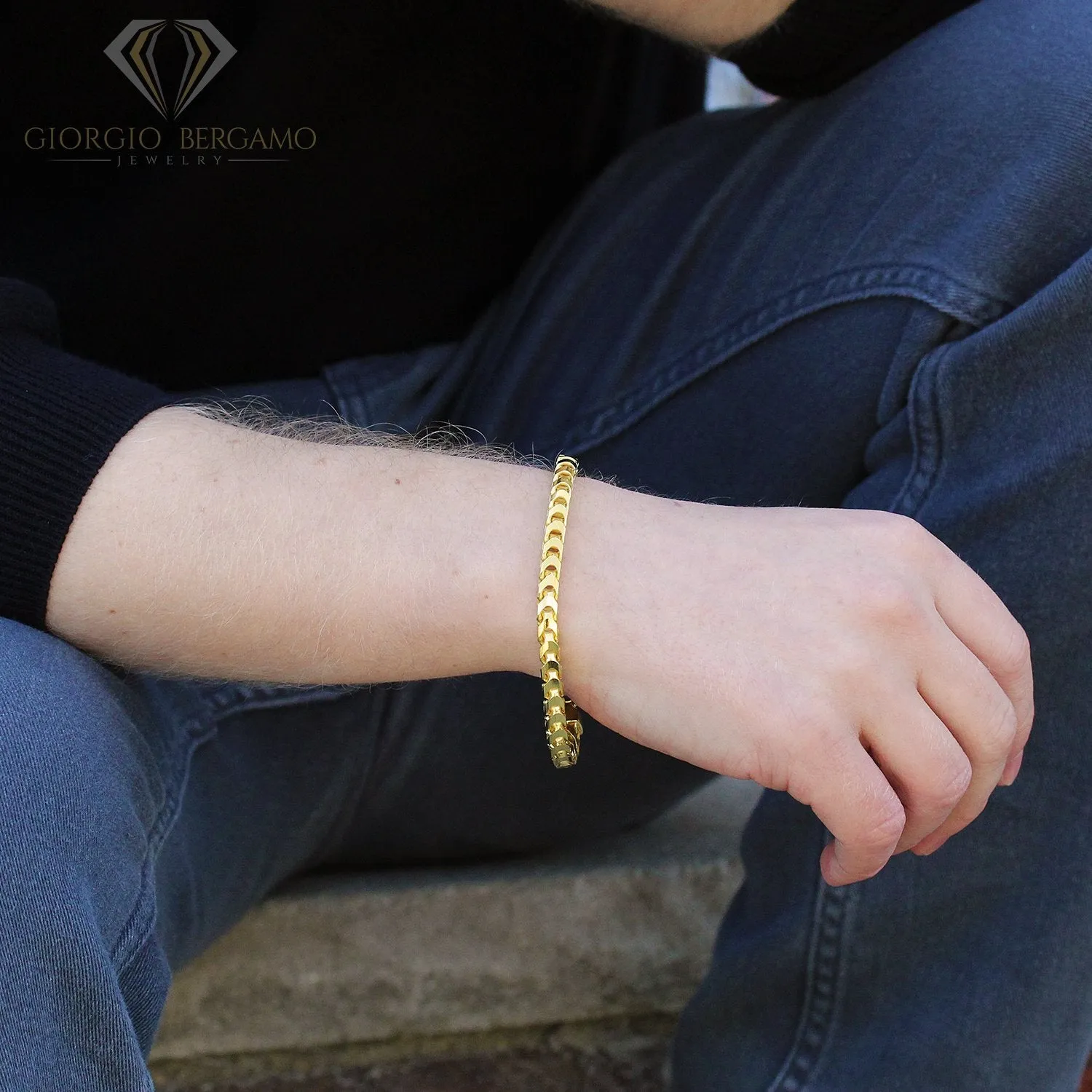 925 Sterling Silver 5.5mm Solid Franco Gold Plated Bracelet