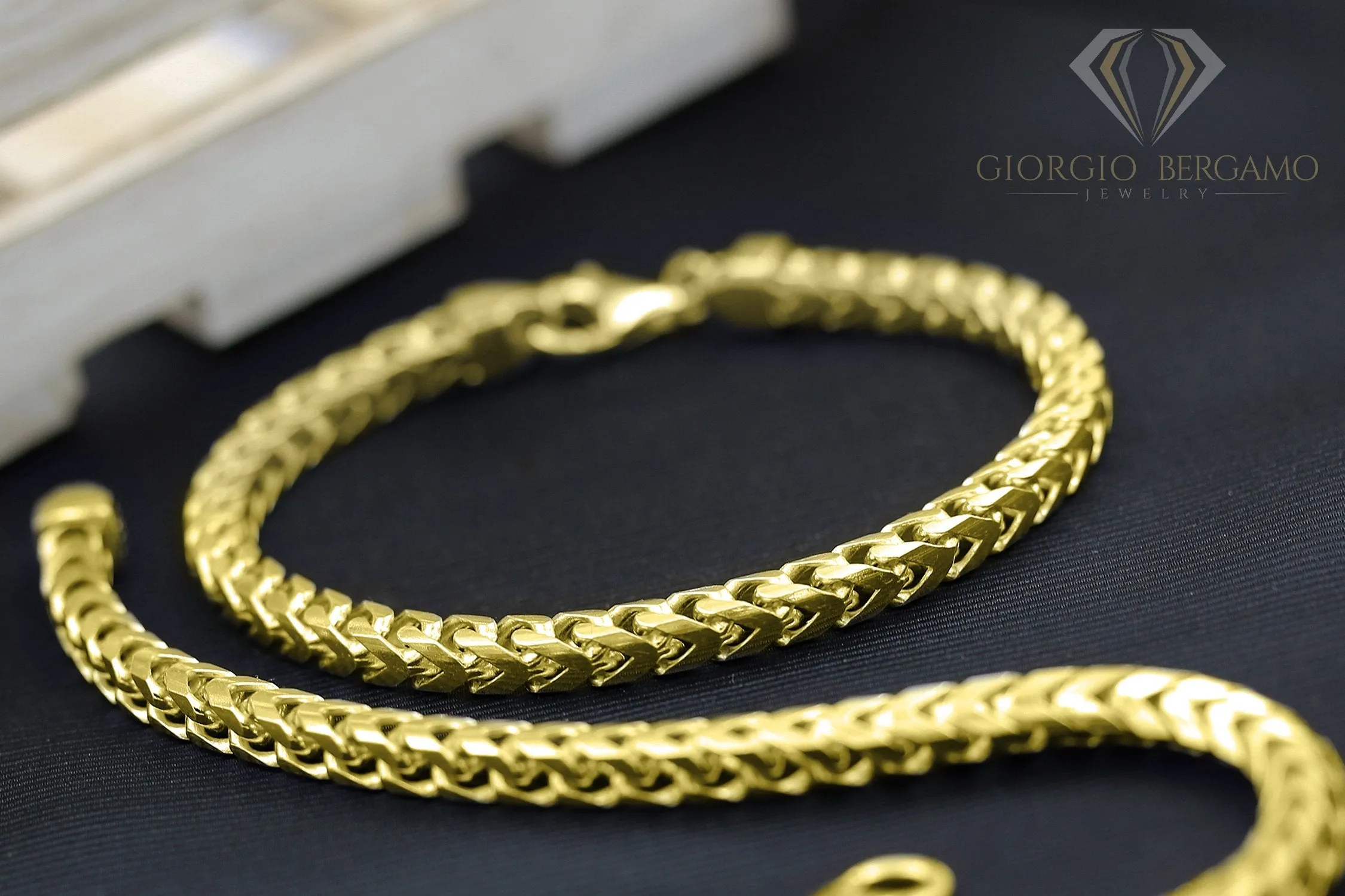 925 Sterling Silver 5.5mm Solid Franco Gold Plated Bracelet