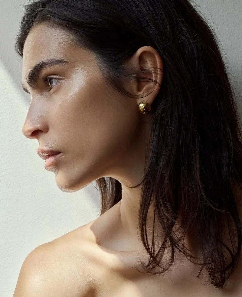 925 Sterling Silver C-Shaped Glossy Earrings