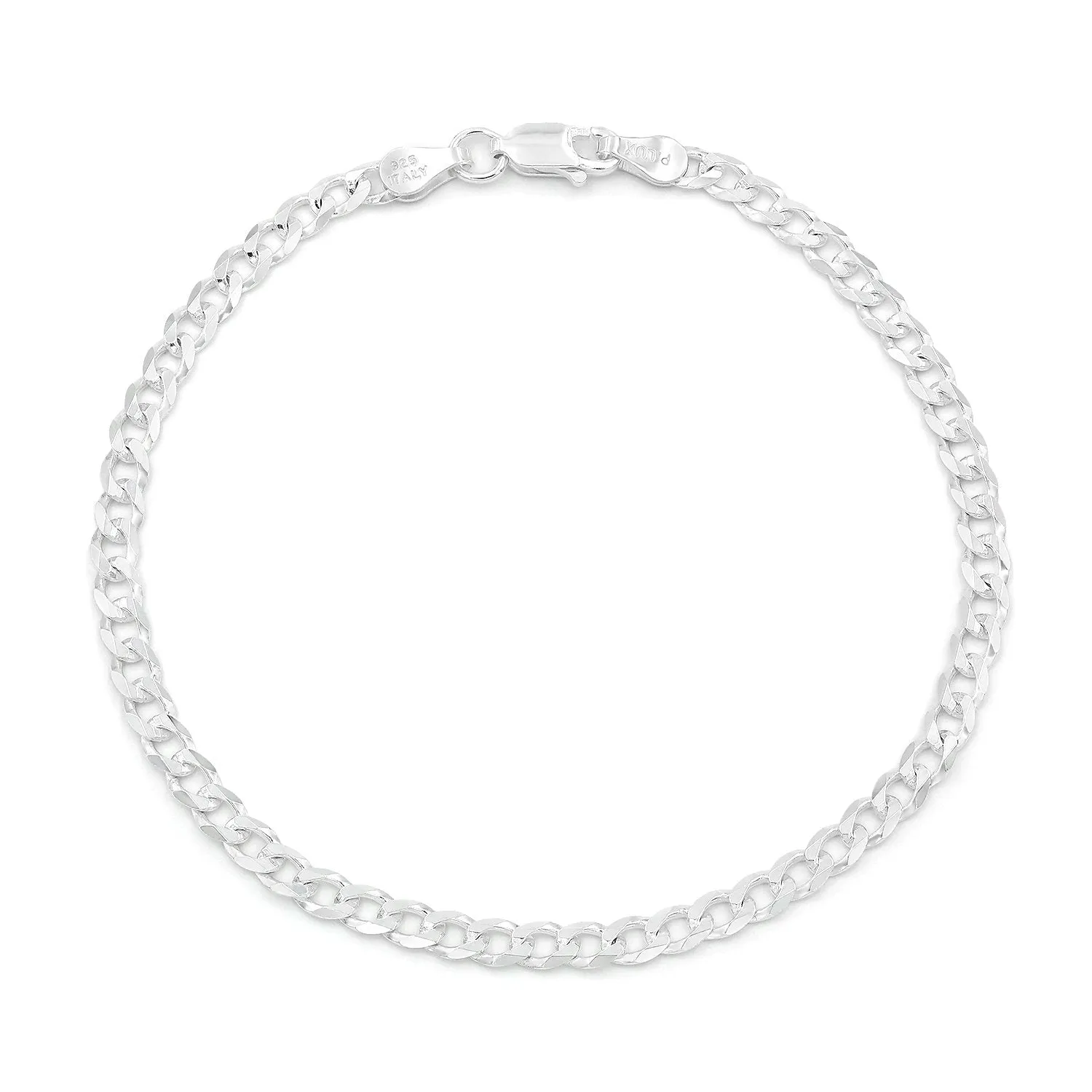 925 Sterling Silver Solid Cuban 3.5mm ITProLux Curb Link Bracelet