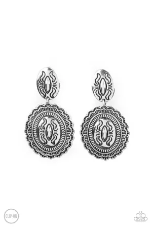 Ageless Artifact Silver Paparazzi Clip-On Earrings