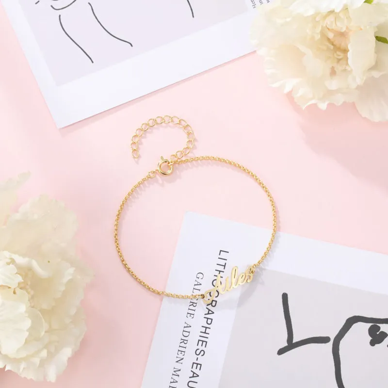 Ailes Custom Name Bracelets Silver Name Bracelet Nameplate Bracelet for Women