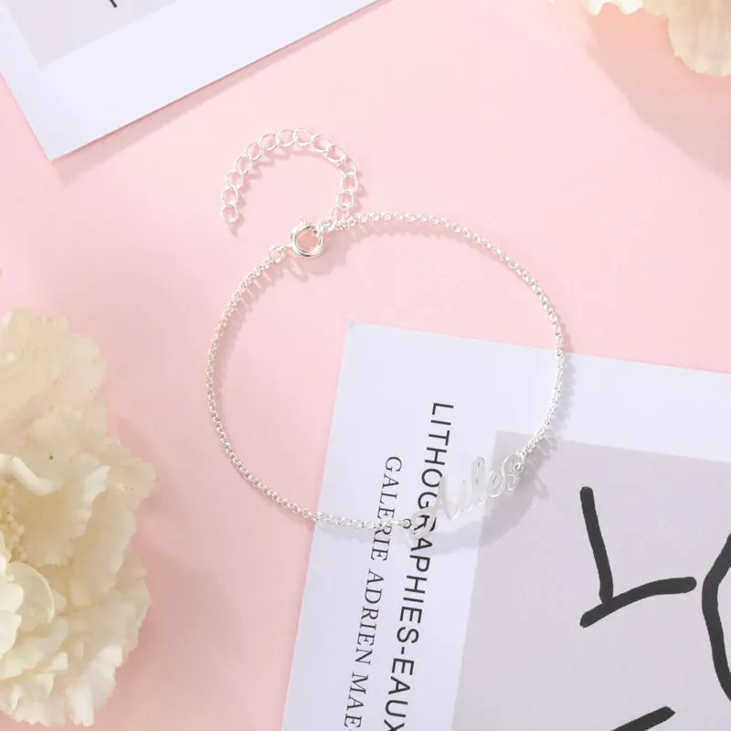 Ailes Custom Name Bracelets Silver Name Bracelet Nameplate Bracelet for Women
