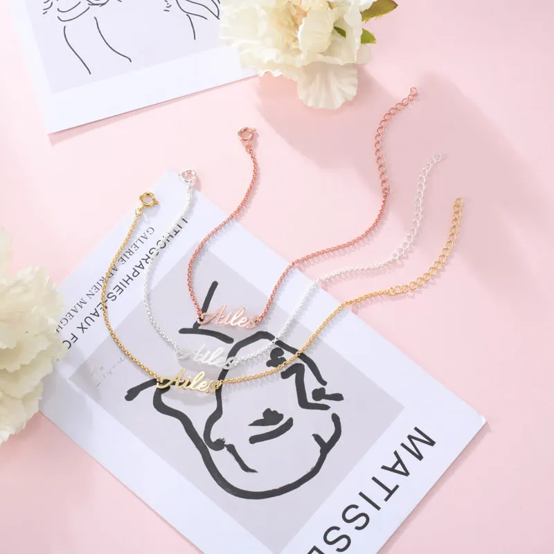 Ailes Custom Name Bracelets Silver Name Bracelet Nameplate Bracelet for Women