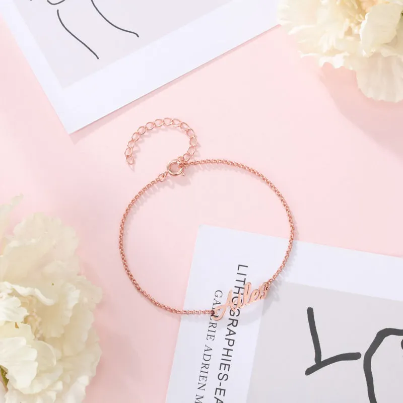 Ailes Custom Name Bracelets Silver Name Bracelet Nameplate Bracelet for Women