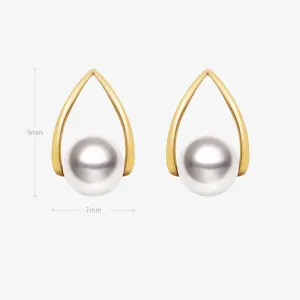 Akoya Pearl 18K Gold Minimalist Triangle Earrings
