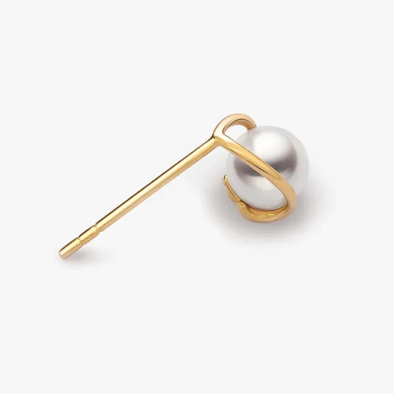 Akoya Pearl 18K Gold Minimalist Triangle Earrings