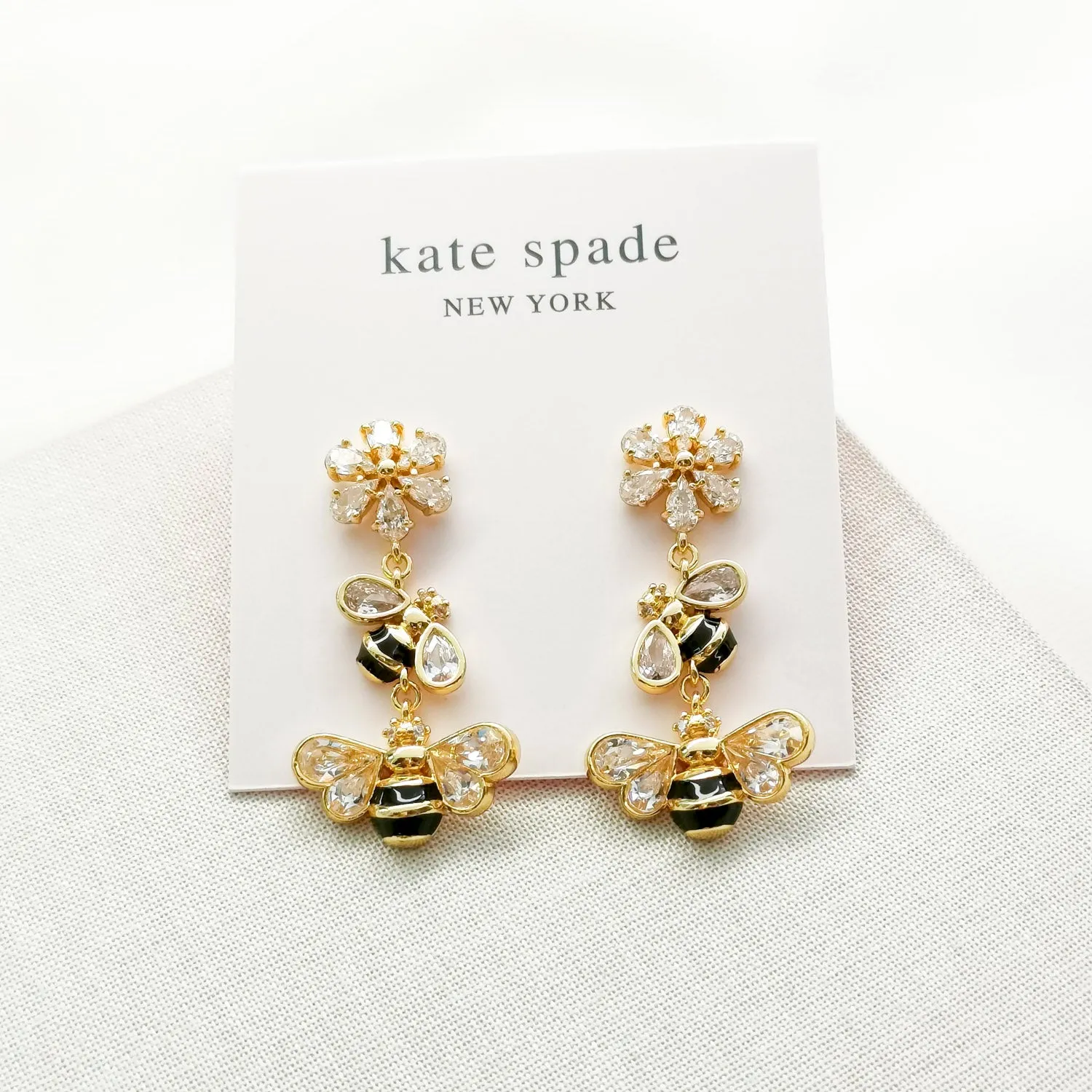 All Abuzz Stone Bee Linear Earrings