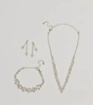 All That Glitzy Glam Necklace, Earrings, And Bracelet Set