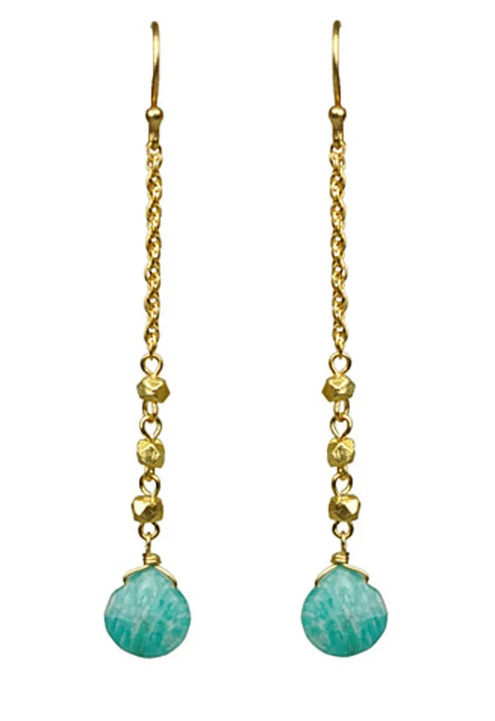 Amazonite Linear Drop Earrings