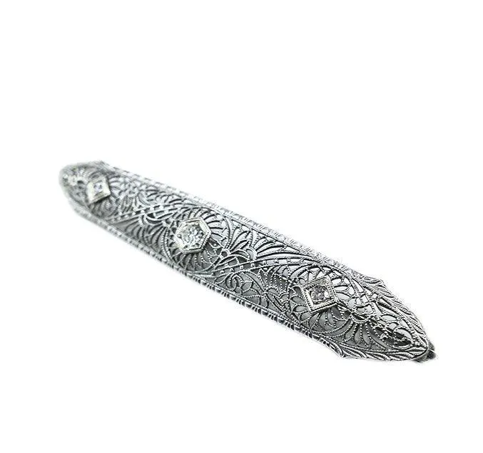 American 1940s Diamond Bar Brooch