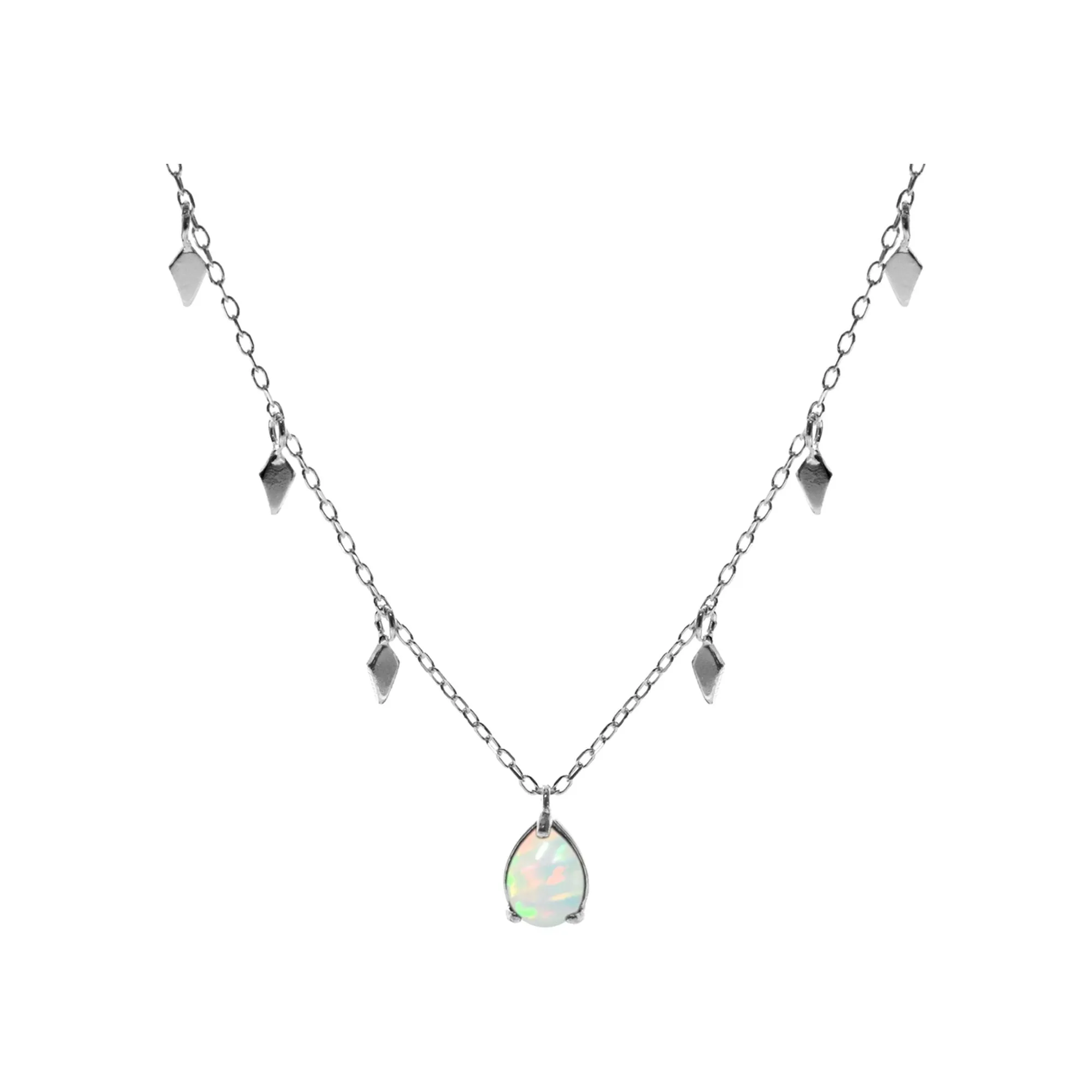 Angelica white opalique kite charm necklace