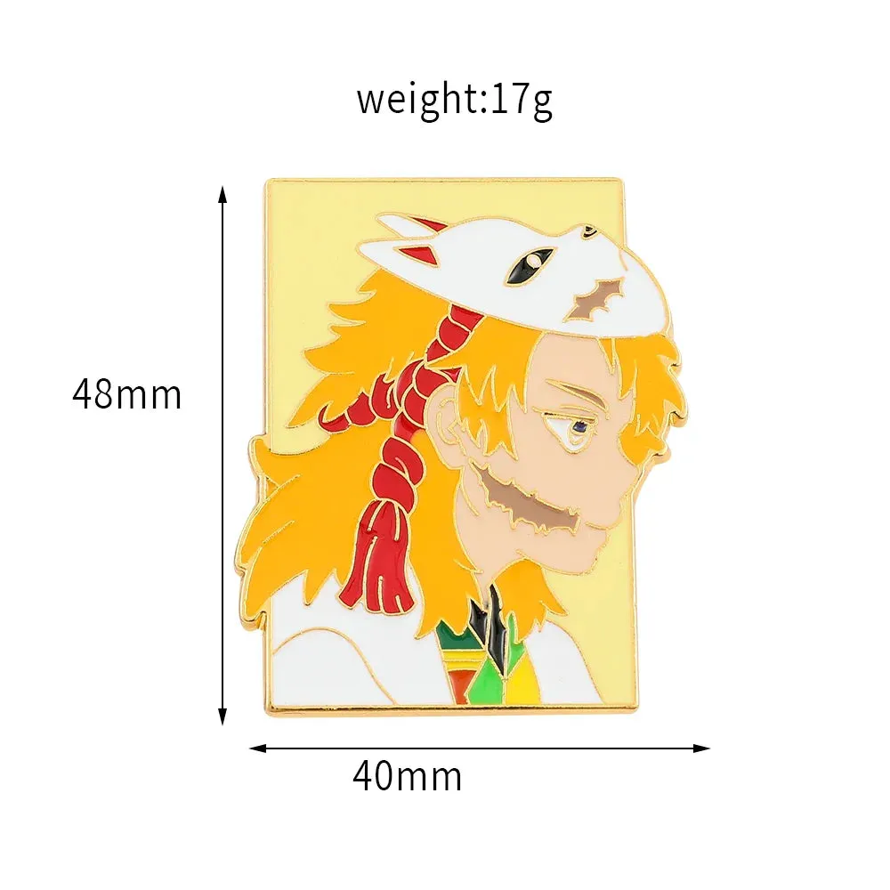 Anime Demon Slayer Brooch Badge Cosplay Rengoku Kyoujurou Douma Enamel Pins Souvenir Props Jewelry Gift for Fans