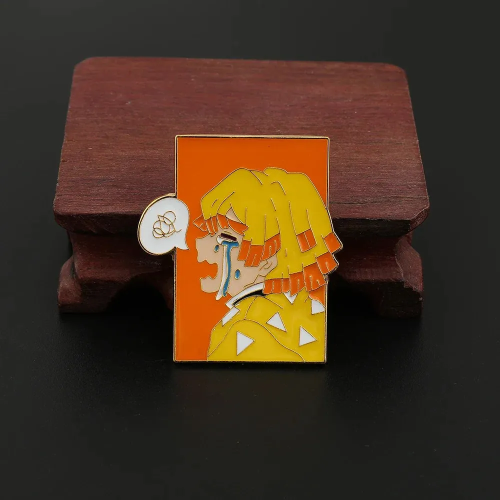 Anime Demon Slayer Brooch Badge Cosplay Rengoku Kyoujurou Douma Enamel Pins Souvenir Props Jewelry Gift for Fans