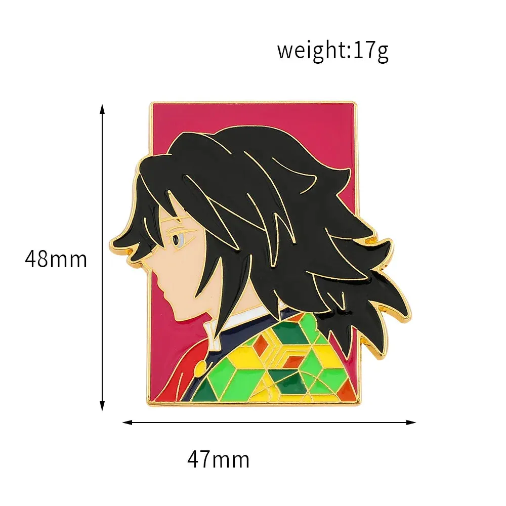 Anime Demon Slayer Brooch Badge Cosplay Rengoku Kyoujurou Douma Enamel Pins Souvenir Props Jewelry Gift for Fans
