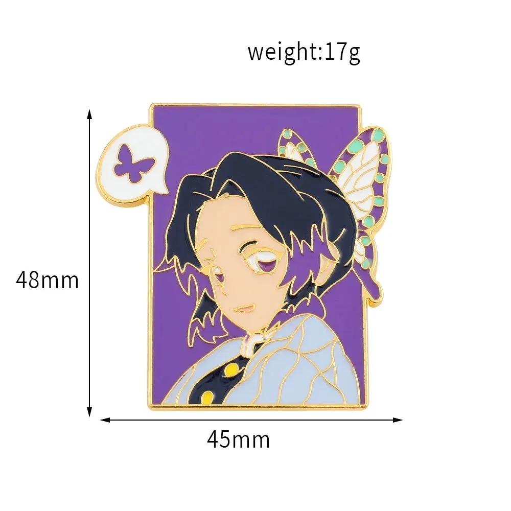 Anime Demon Slayer Brooch Badge Cosplay Rengoku Kyoujurou Douma Enamel Pins Souvenir Props Jewelry Gift for Fans