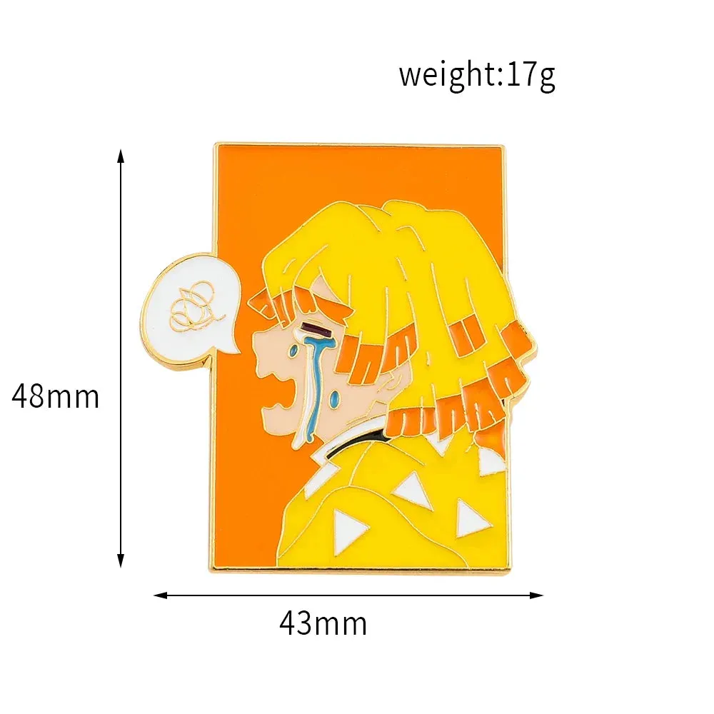 Anime Demon Slayer Brooch Badge Cosplay Rengoku Kyoujurou Douma Enamel Pins Souvenir Props Jewelry Gift for Fans