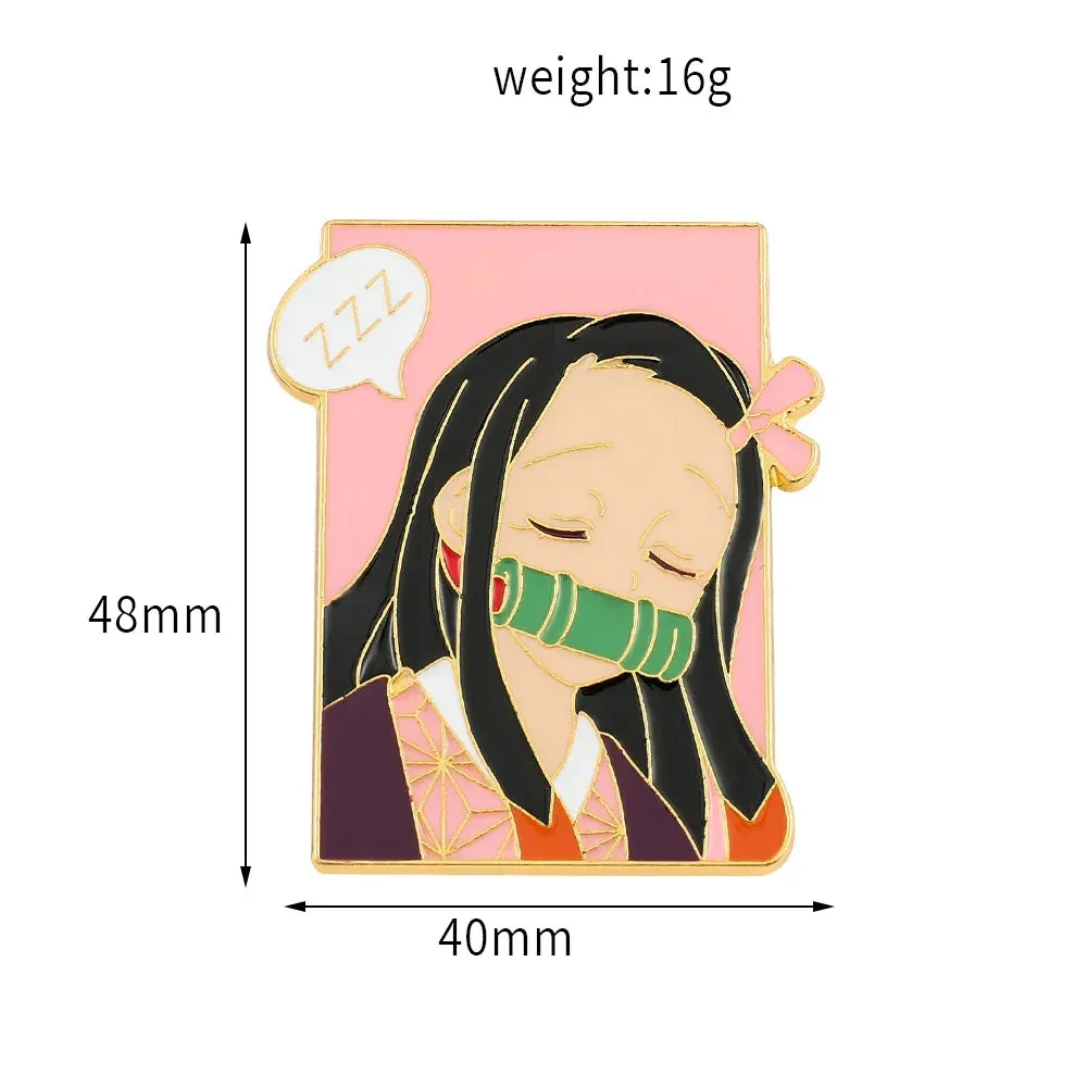 Anime Demon Slayer Brooch Badge Cosplay Rengoku Kyoujurou Douma Enamel Pins Souvenir Props Jewelry Gift for Fans