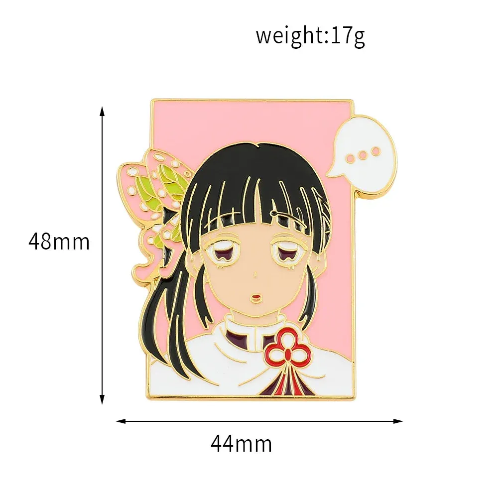 Anime Demon Slayer Brooch Badge Cosplay Rengoku Kyoujurou Douma Enamel Pins Souvenir Props Jewelry Gift for Fans