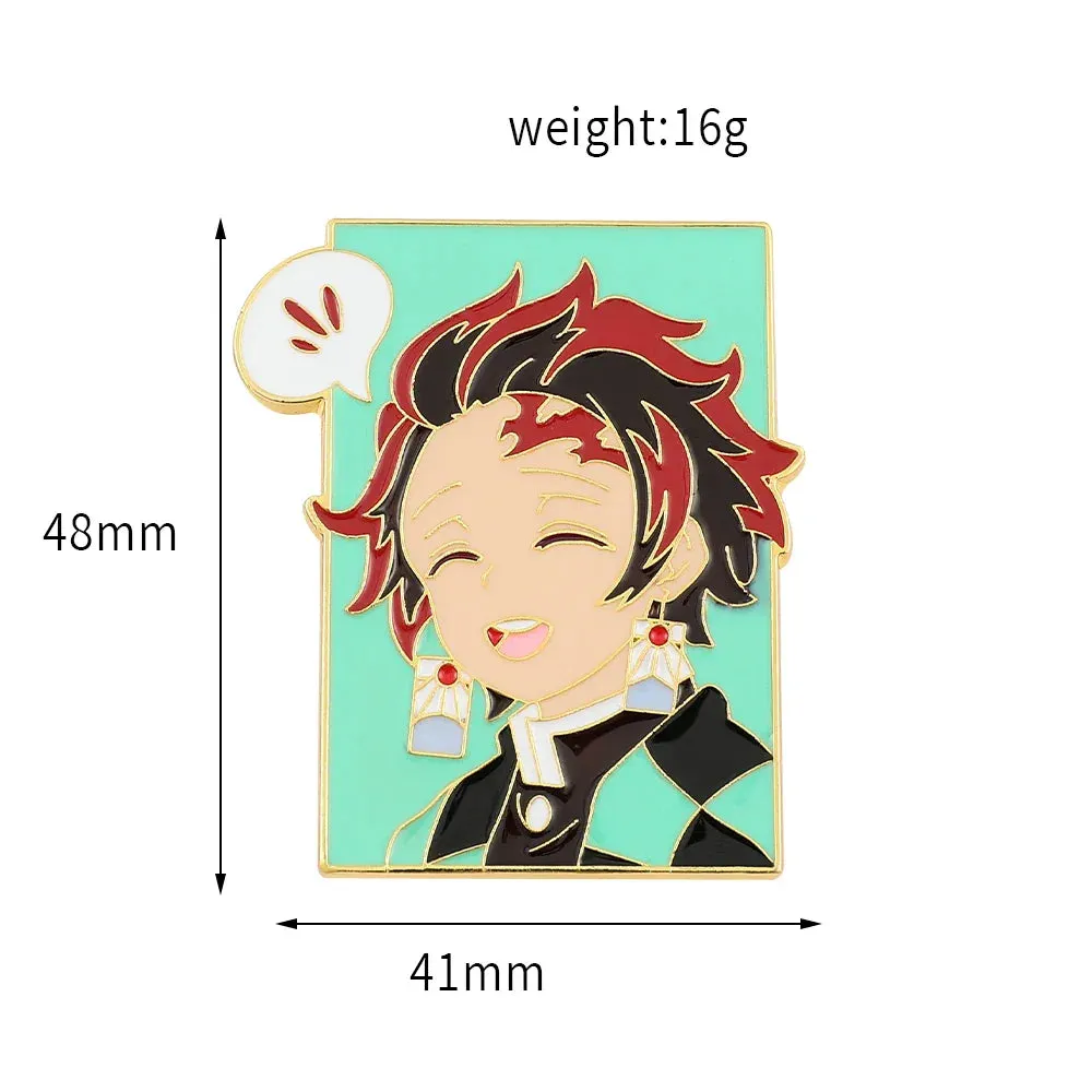 Anime Demon Slayer Brooch Badge Cosplay Rengoku Kyoujurou Douma Enamel Pins Souvenir Props Jewelry Gift for Fans