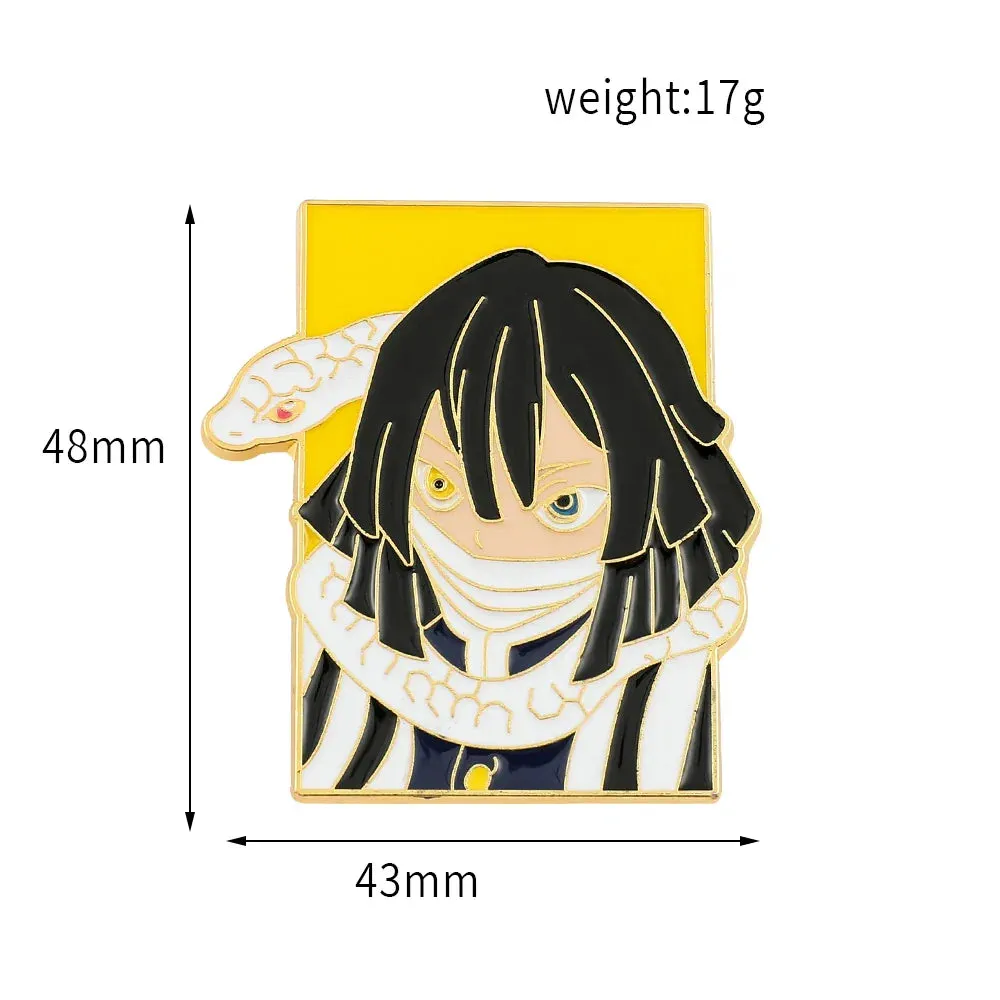 Anime Demon Slayer Brooch Badge Cosplay Rengoku Kyoujurou Douma Enamel Pins Souvenir Props Jewelry Gift for Fans