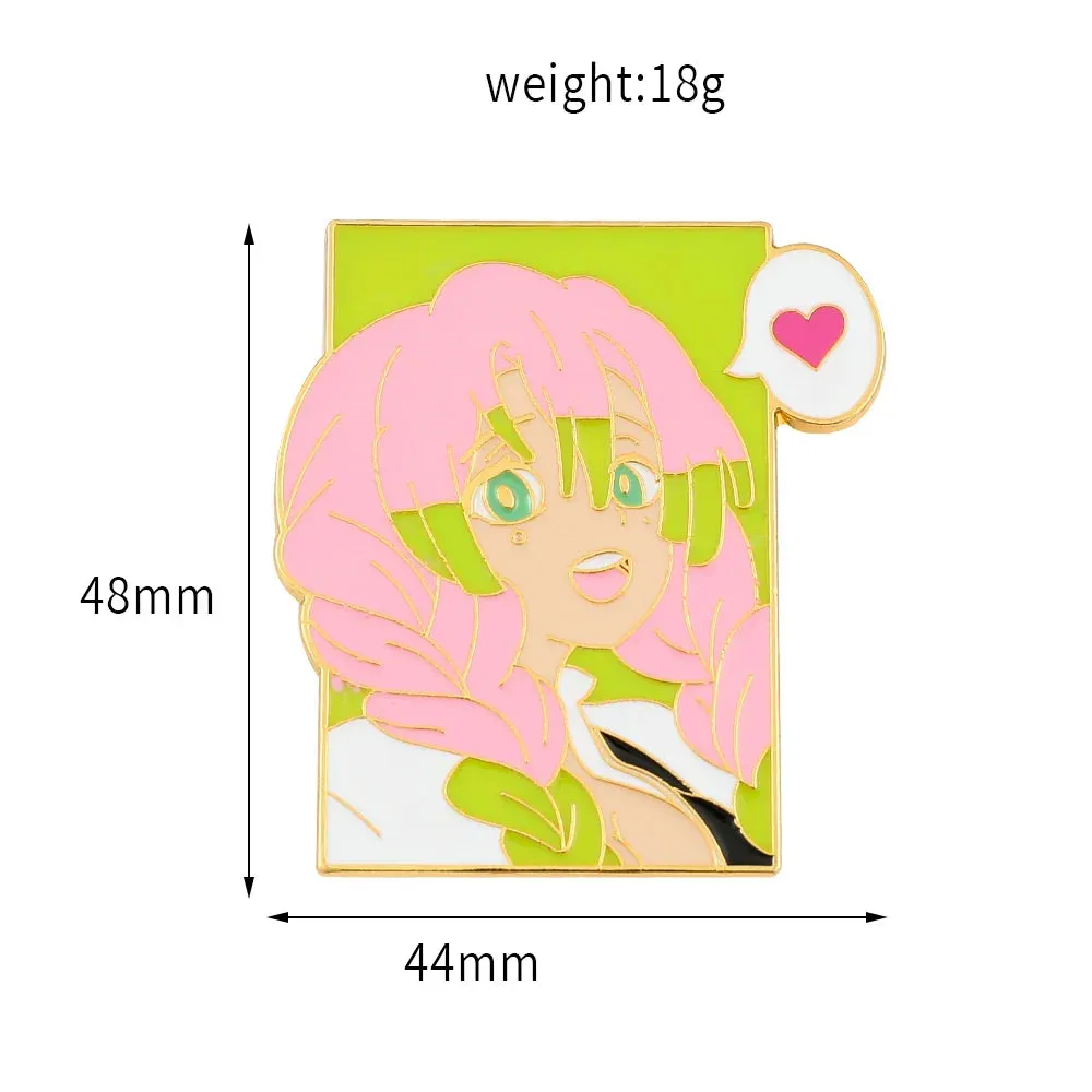Anime Demon Slayer Brooch Badge Cosplay Rengoku Kyoujurou Douma Enamel Pins Souvenir Props Jewelry Gift for Fans