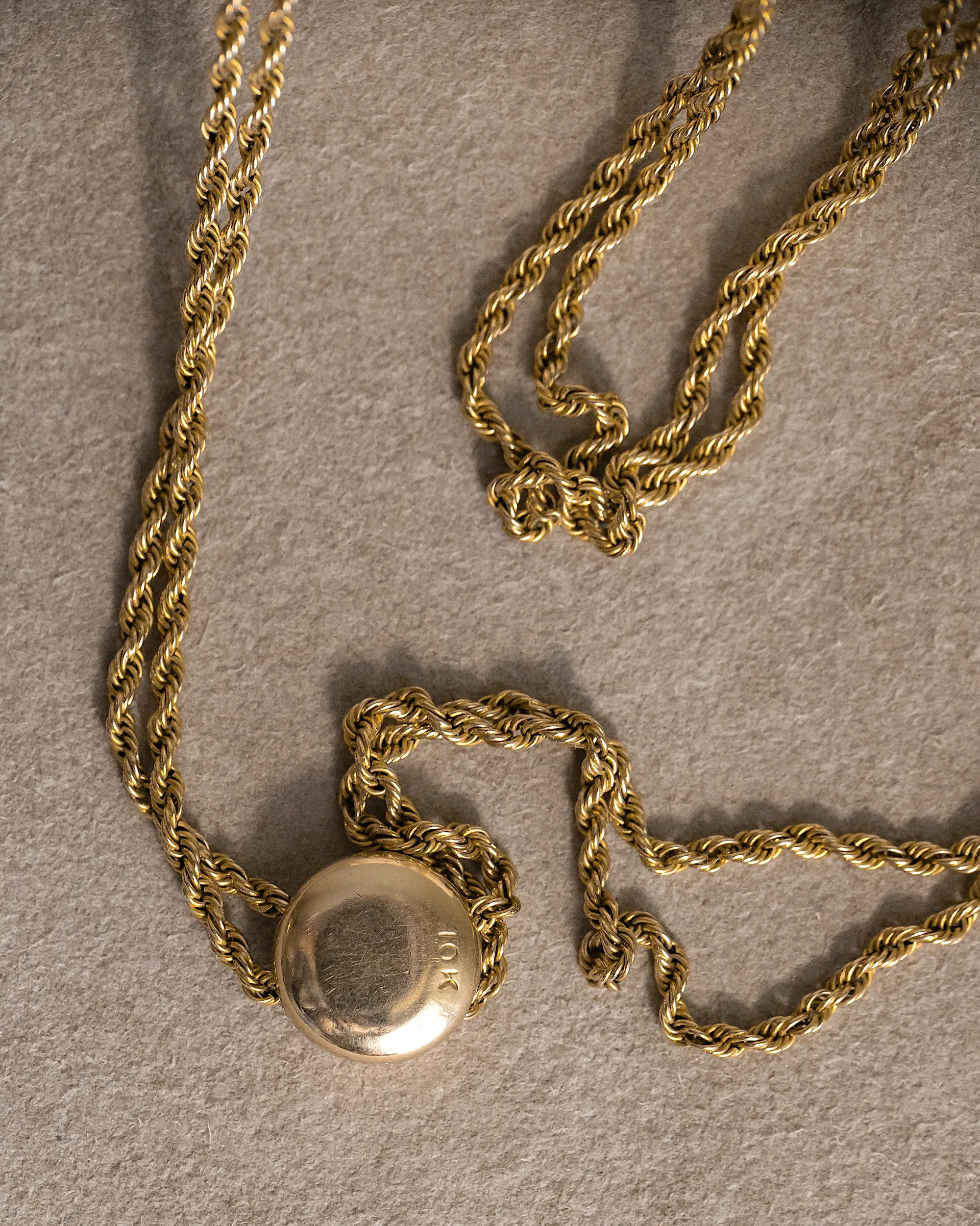Antique 1900s 10k-14k 50.5" Long Guard Rope Chain Necklace with Slide and Dog Clip