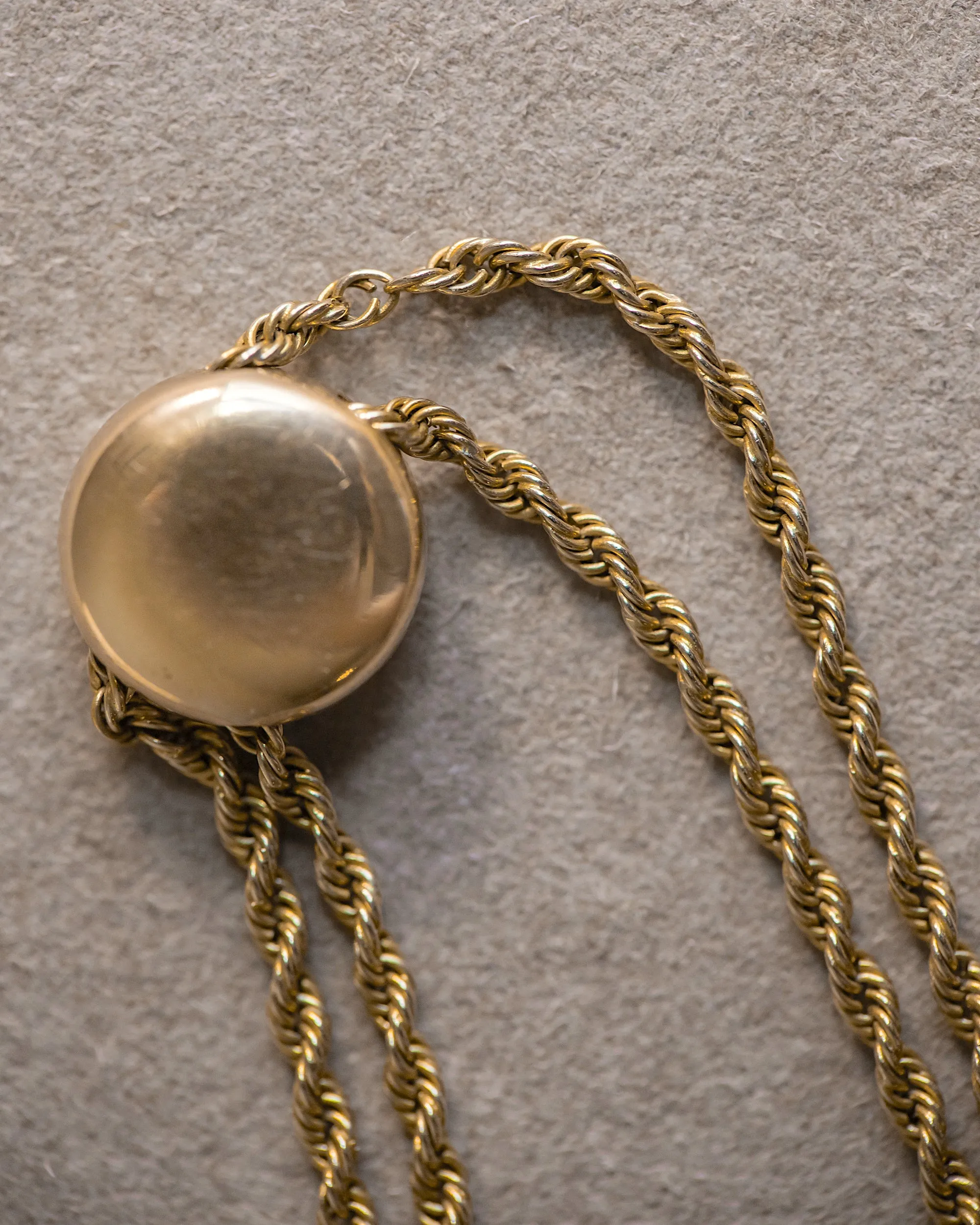 Antique 1900s 10k-14k 50.5" Long Guard Rope Chain Necklace with Slide and Dog Clip