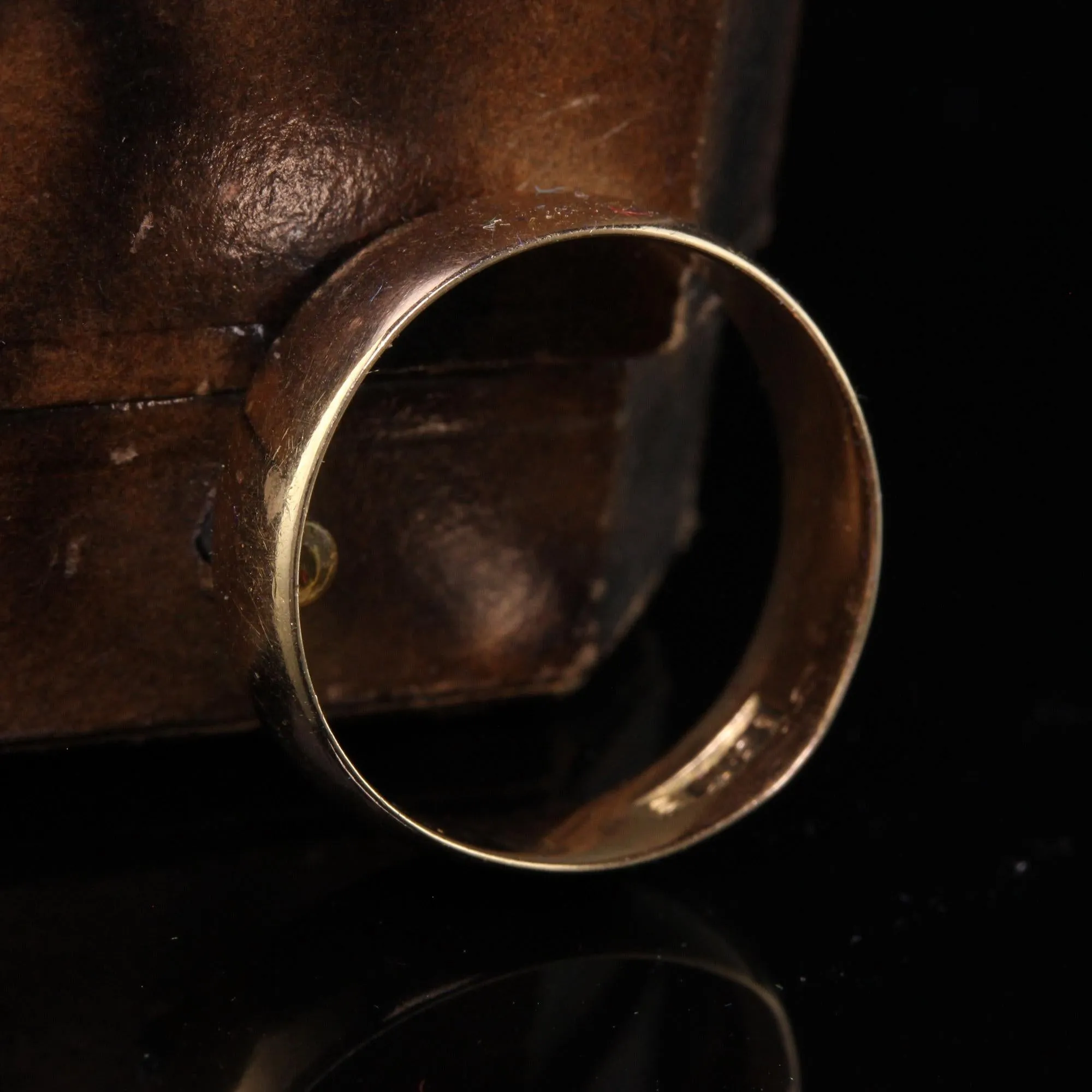 Antique Art Deco 14K Yellow Gold Classic Wide Wedding Band - Size 6 3/4