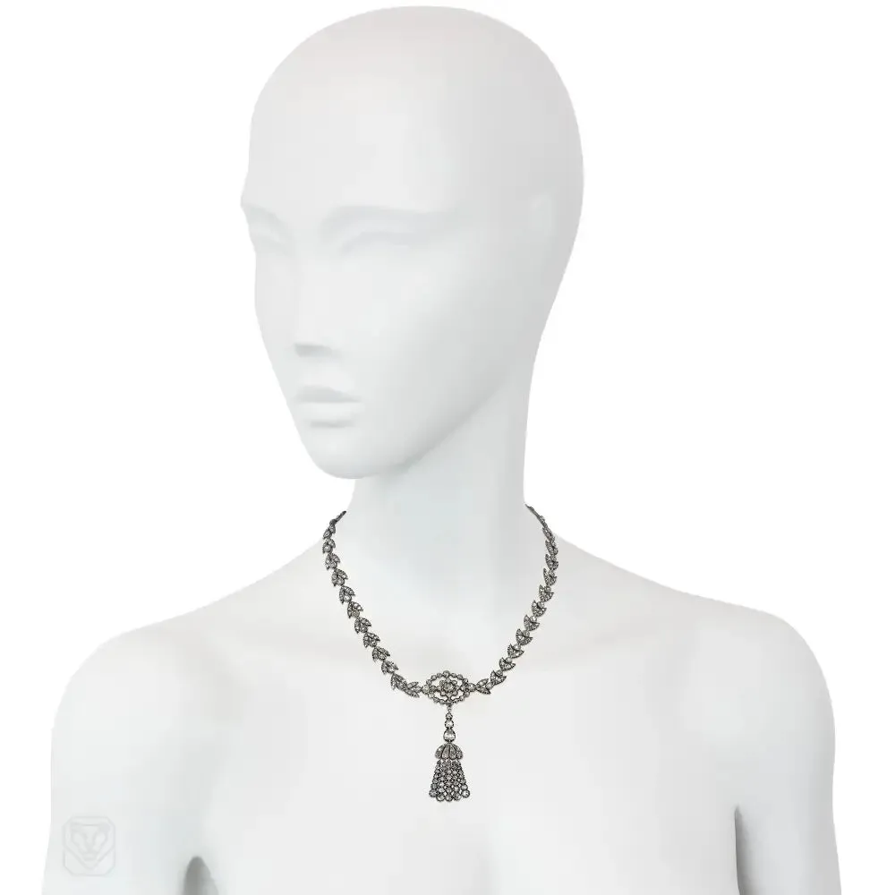 Antique diamond tassel necklace