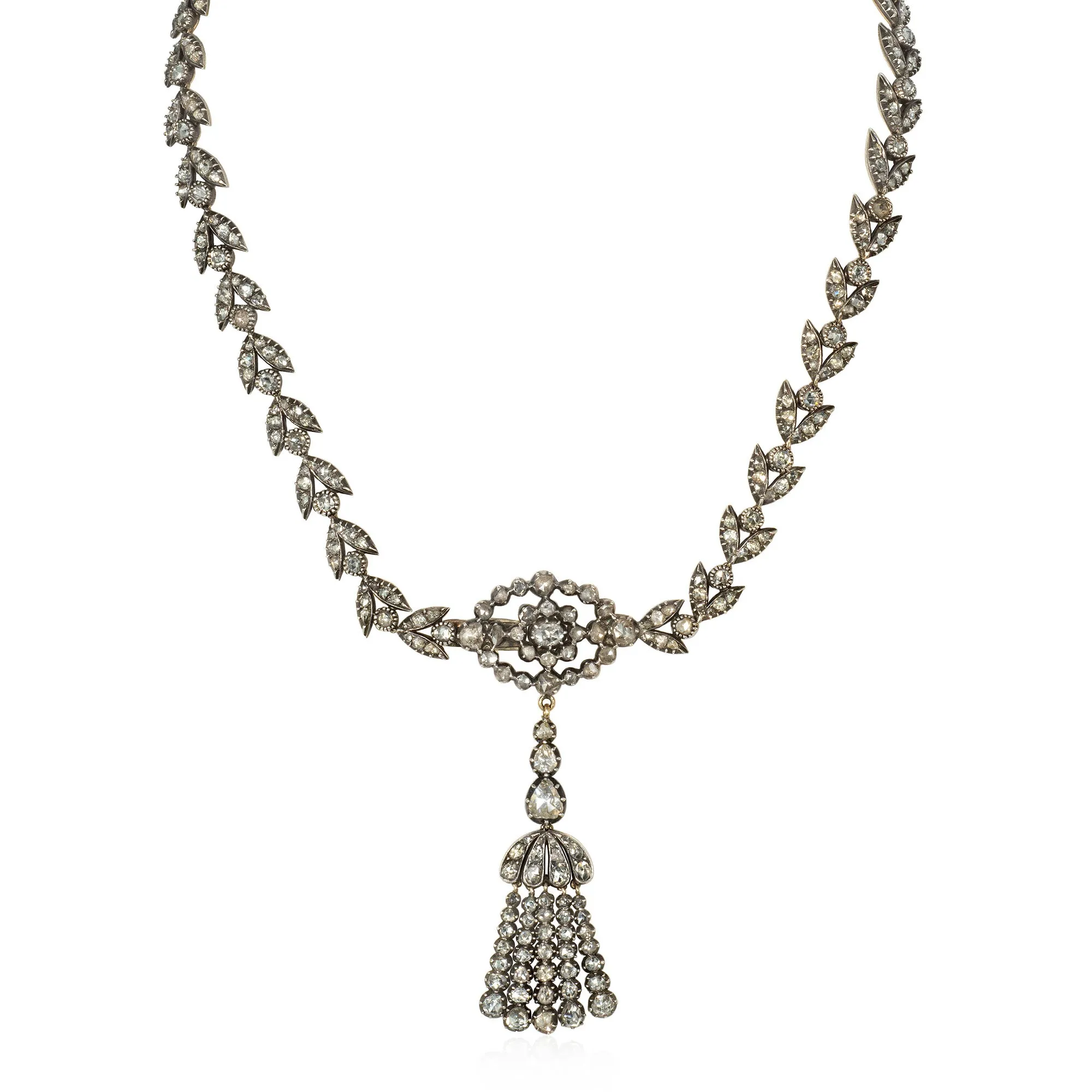 Antique diamond tassel necklace