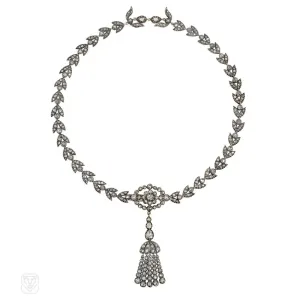 Antique diamond tassel necklace