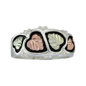 Antiqued Foliage - Sterling Silver Black Hills Gold Mens Ring