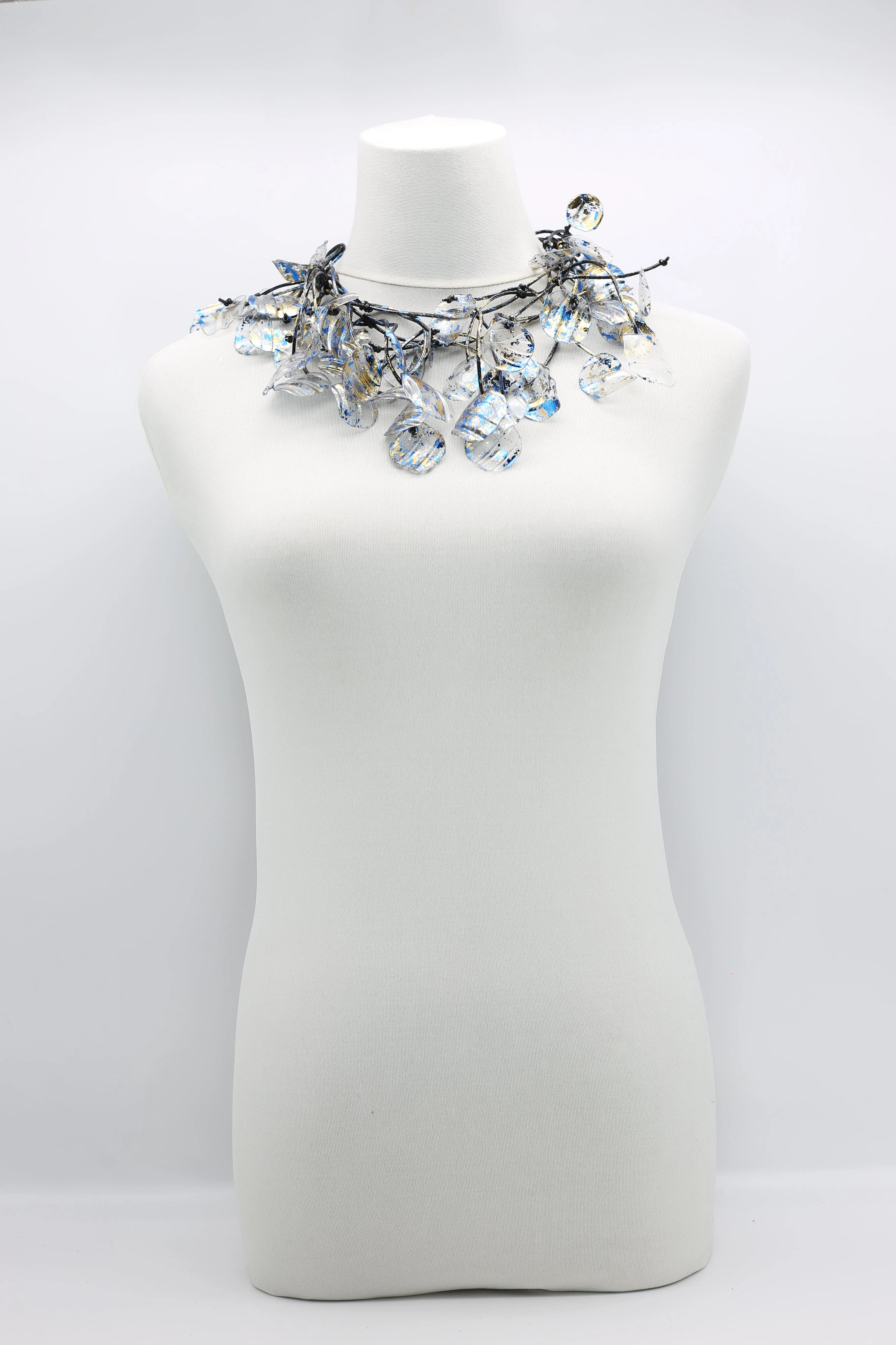 Aqua Water Lily Leaf Necklaces - Hand-gilded - Long