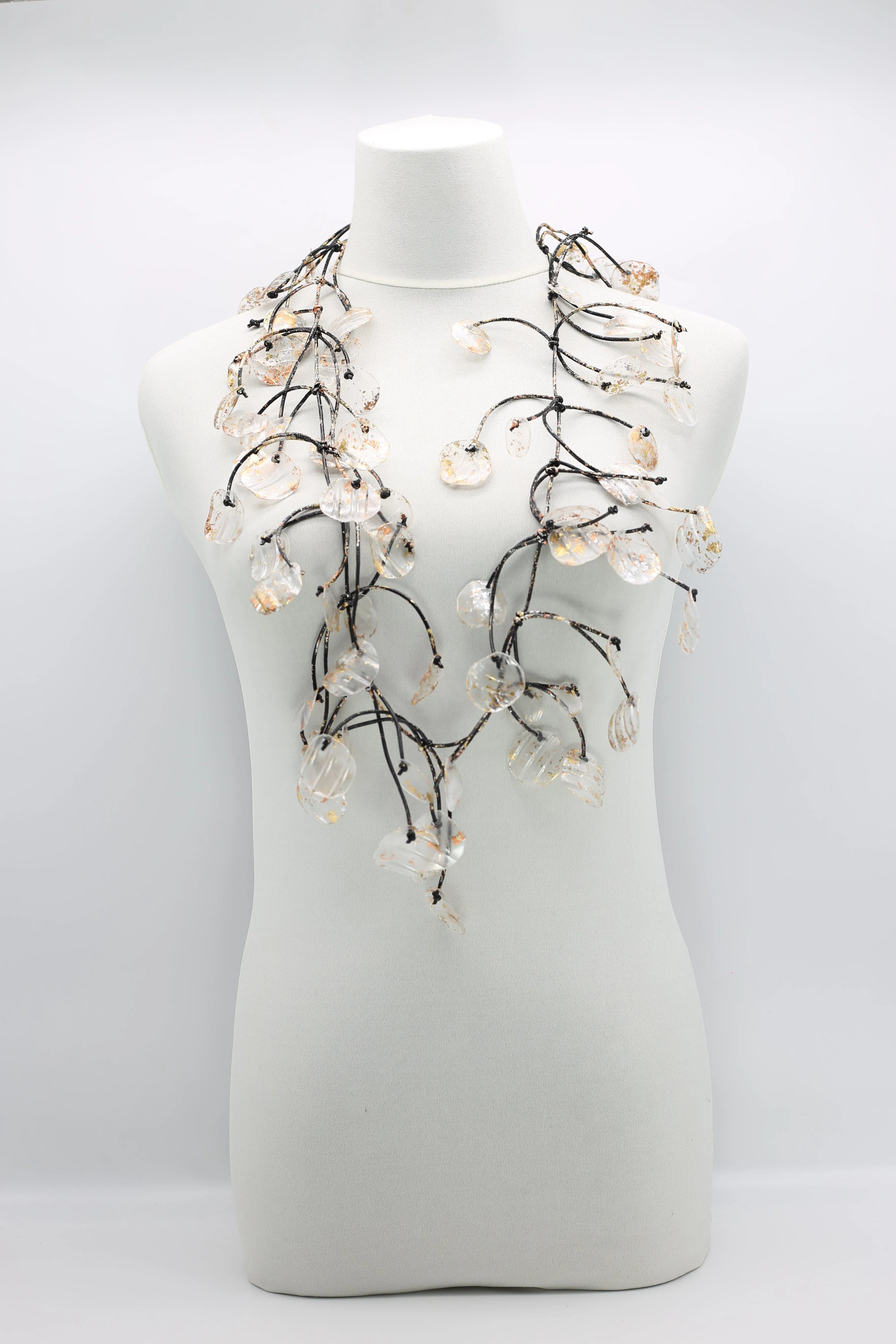 Aqua Water Lily Leaf Necklaces - Hand-gilded - Long