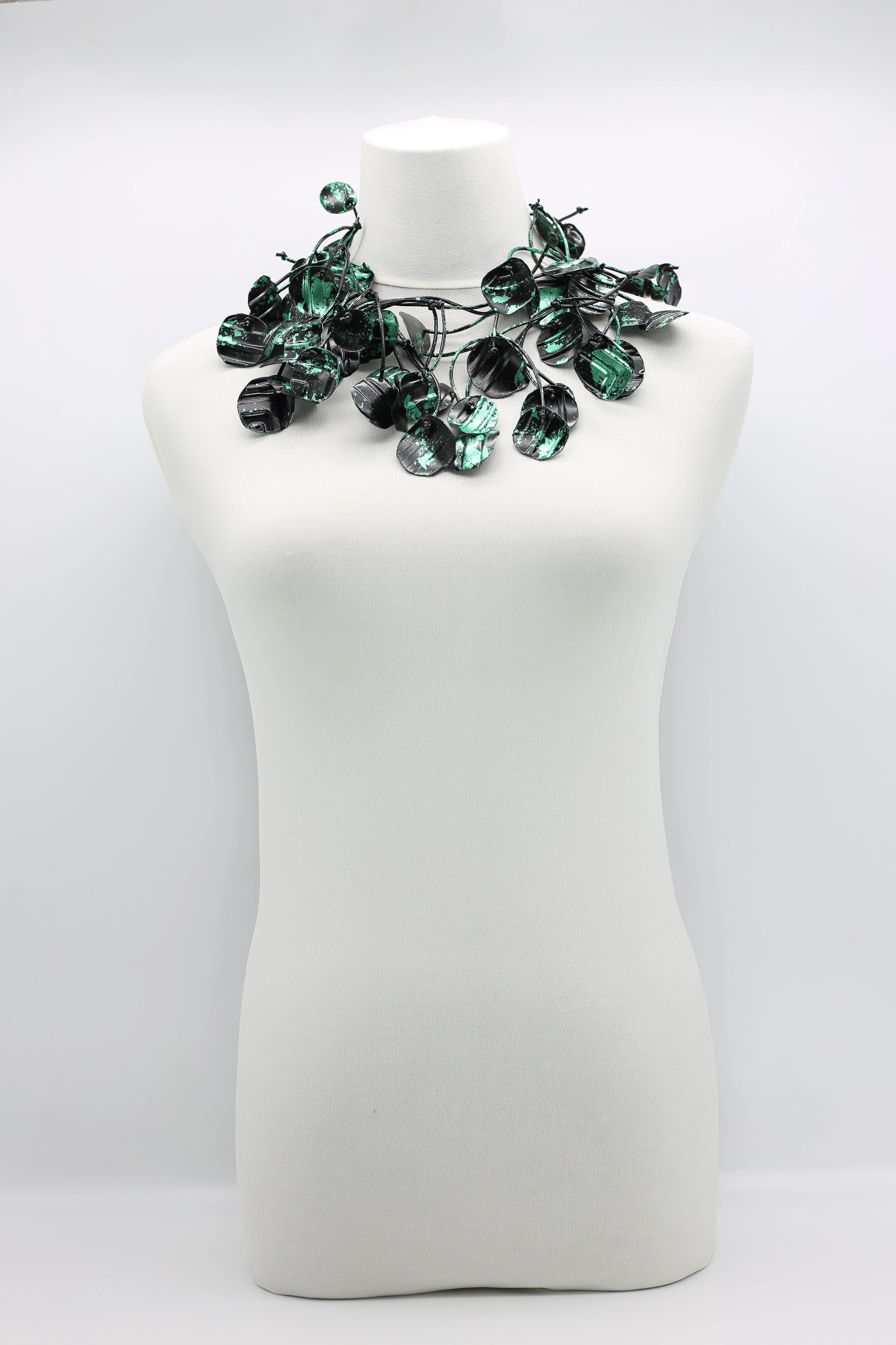 Aqua Water Lily Leaf Necklaces - Hand-gilded - Long
